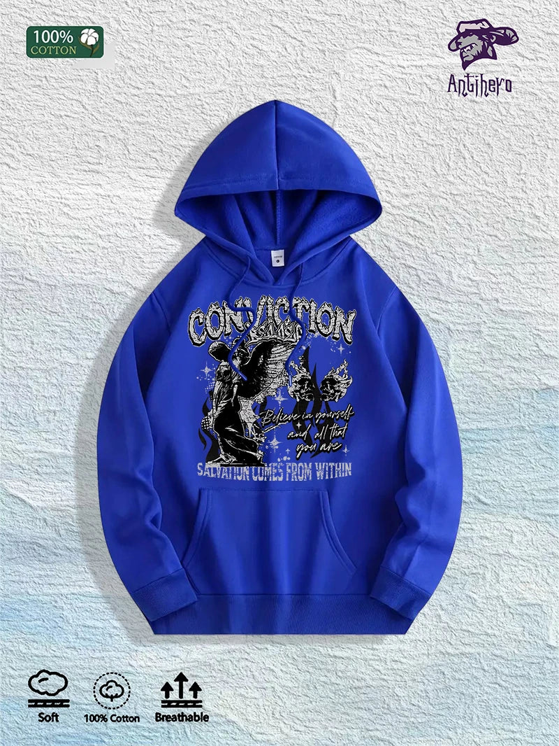 US Local Warehouse: 100% Cotton "CONVICTION" Inspirational Graphic Hoodie, 7 Colors