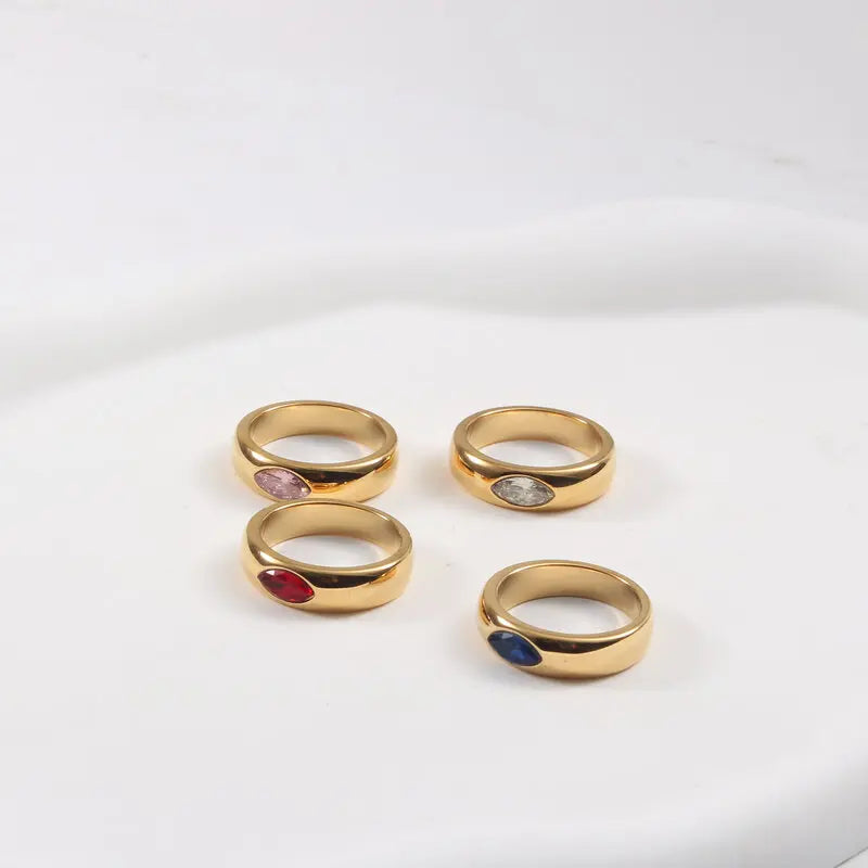 Hot Sale Multicolor Zrcon Eye Shaped Ring for Women Stainless Steel Ring New