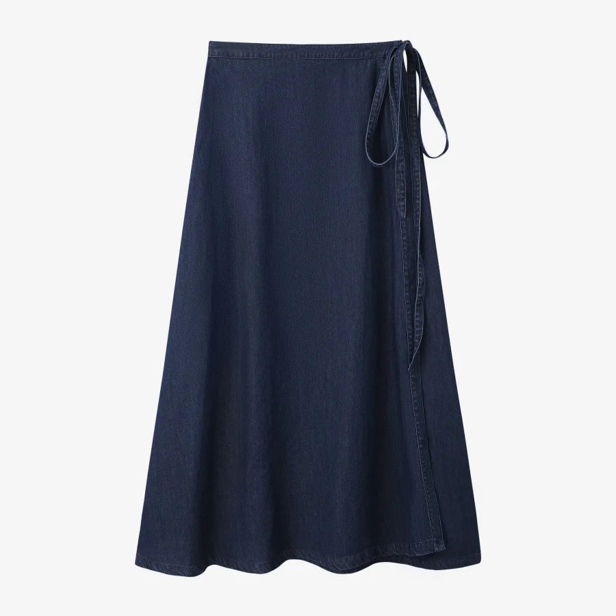 AS AW25 denim one pieces  wrap skirts adjustable waist woman clothing
