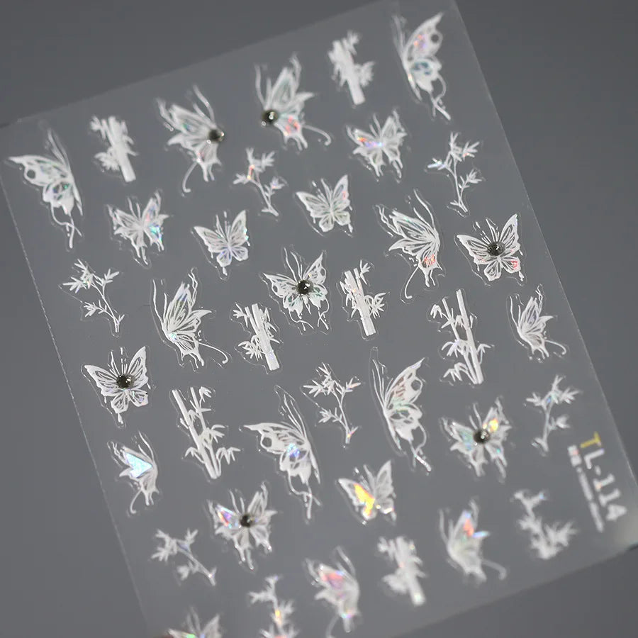 1pcs 5D Diamond Butterfly Nail Art Stickers Holographic Butterfly Nail Decorations Decals DIY Self-Adhesive Slider Accessories