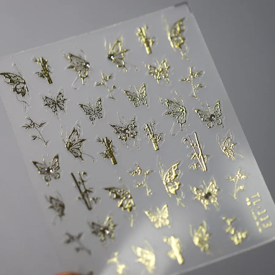 1pcs 5D Diamond Butterfly Nail Art Stickers Holographic Butterfly Nail Decorations Decals DIY Self-Adhesive Slider Accessories