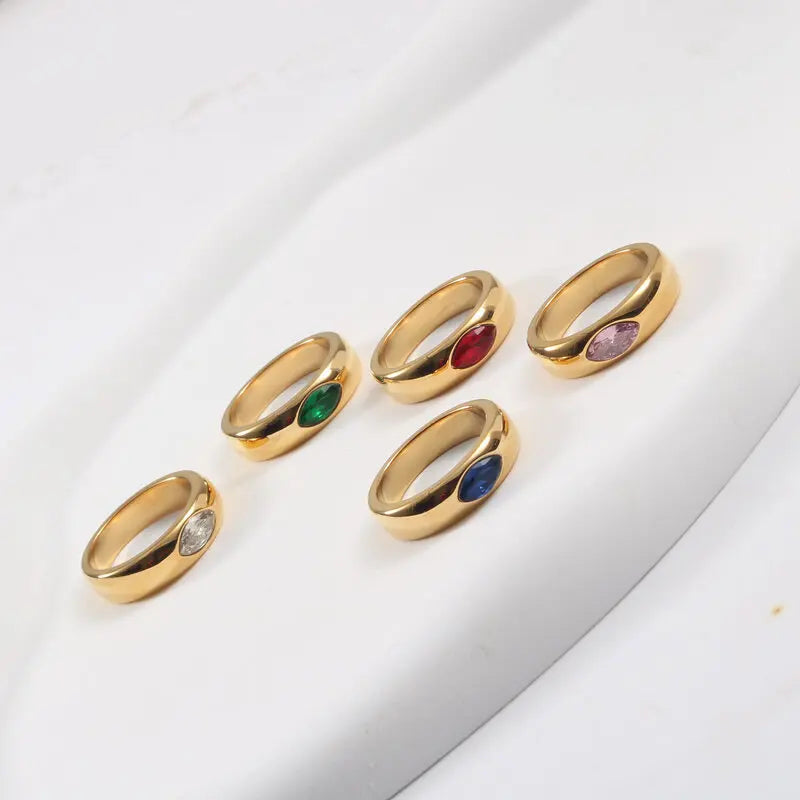 Hot Sale Multicolor Zrcon Eye Shaped Ring for Women Stainless Steel Ring New