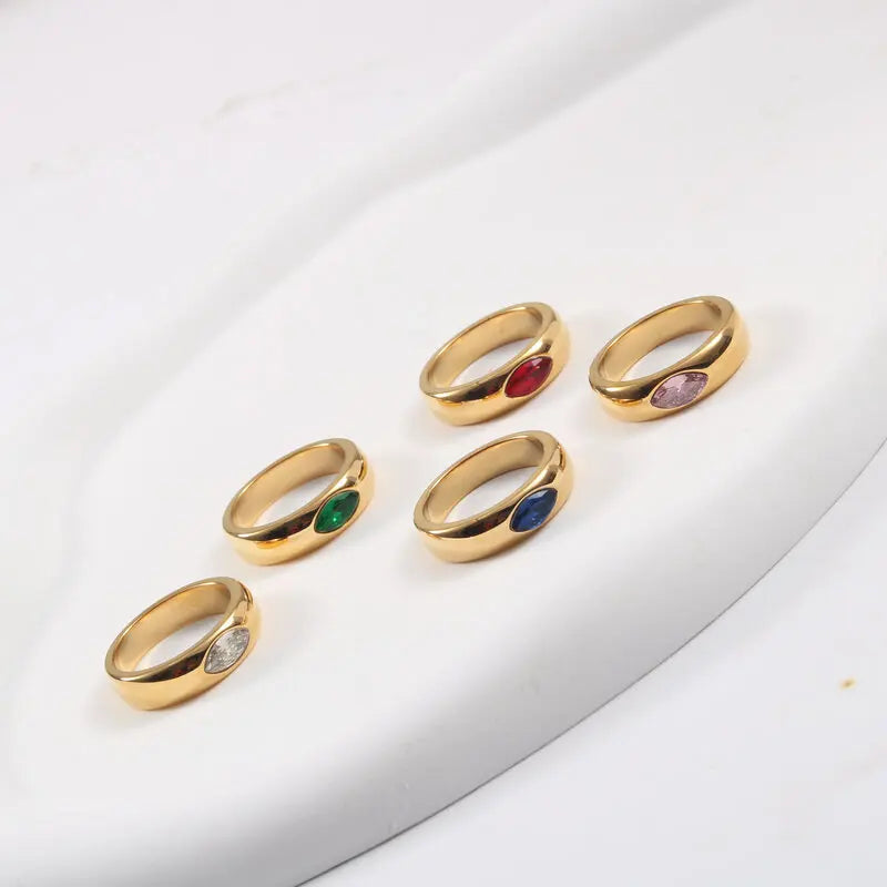 Hot Sale Multicolor Zrcon Eye Shaped Ring for Women Stainless Steel Ring New