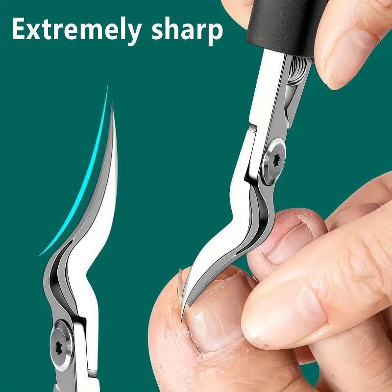 Heavy-Duty Stainless Steel Nail Clipper, Thick Toenail & Fingernail Clipper for Adults, Professional-Grade Curved Blade