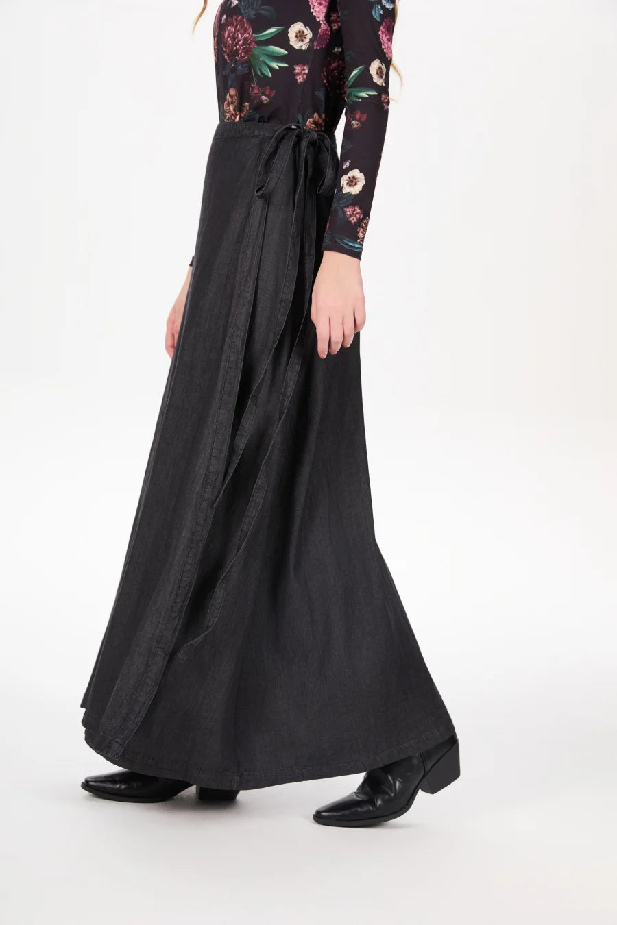 AS AW25 denim one pieces  wrap skirts adjustable waist woman clothing