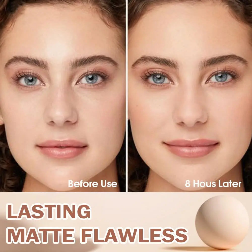 OUHOE Setting Makeup Pressed Powder Waterproof Oil Control Concealer Full Coverage Lasting Brighten Skin Tone Makeup