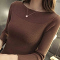 Casual Long Sleeve Knitted Sweater Autumn O-neck Office Pullover Winter Women Clothes Korean Style Slim White Knitwear Pull 7571
