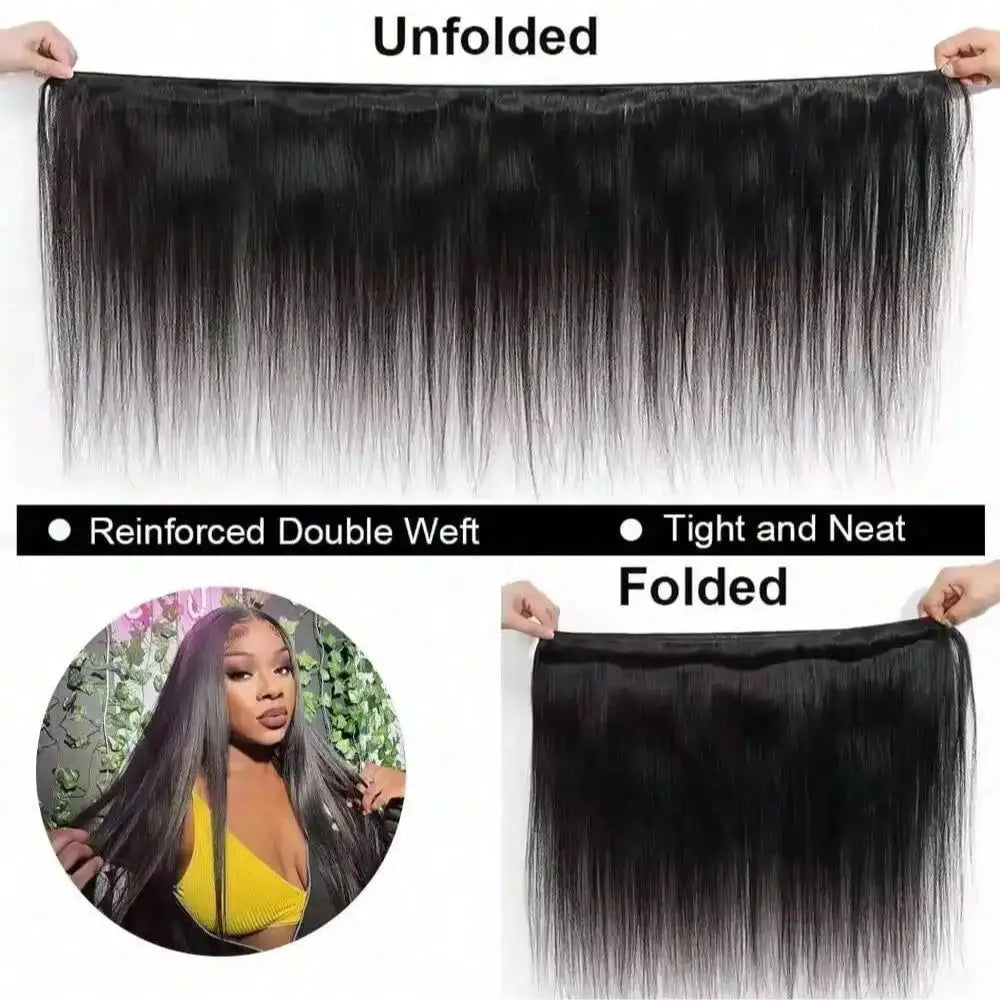 Burmese Bone Straight Human Hair 30 32 Inch Straight Raw Hair Bundles Unprocessed Double Weft Hair Extensions Weave