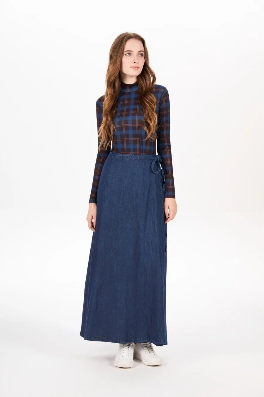 AS AW25 denim one pieces  wrap skirts adjustable waist woman clothing