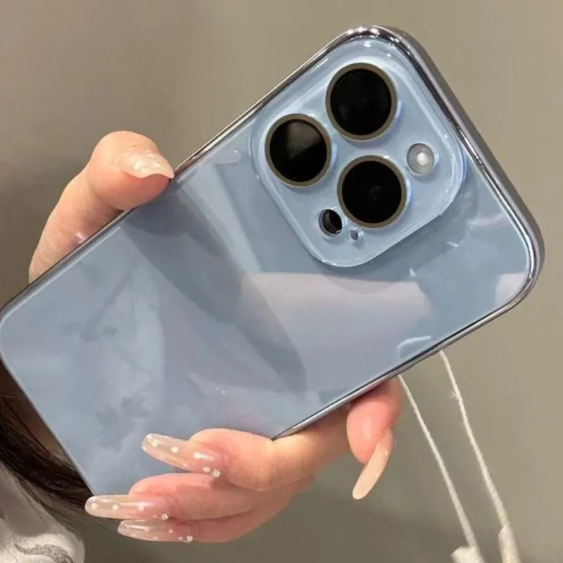 Luxury Tempered Glass Camera Protection Case for iPhone 17 16 15 14 13 12 Pro Max Plating Bumper Shockproof Hard Back Cover