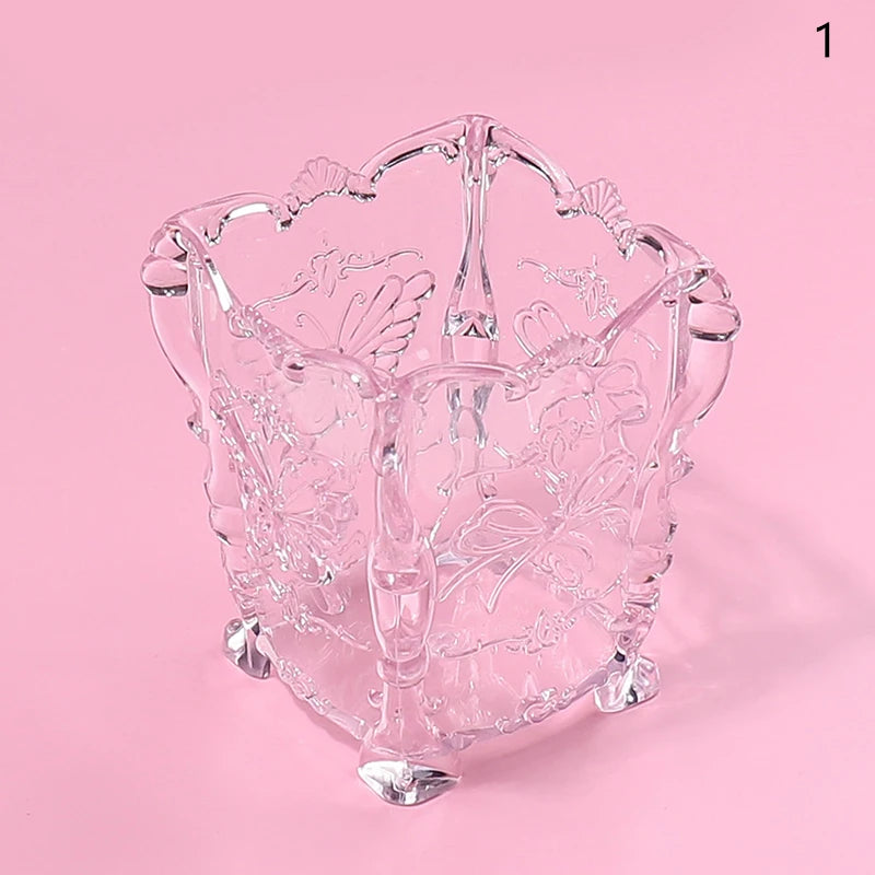 Cotton Pad Nails Storage Box Butterfly Transparent Pink Design Napkins Container Brush Organizer Makeup Case Nail Art Tools