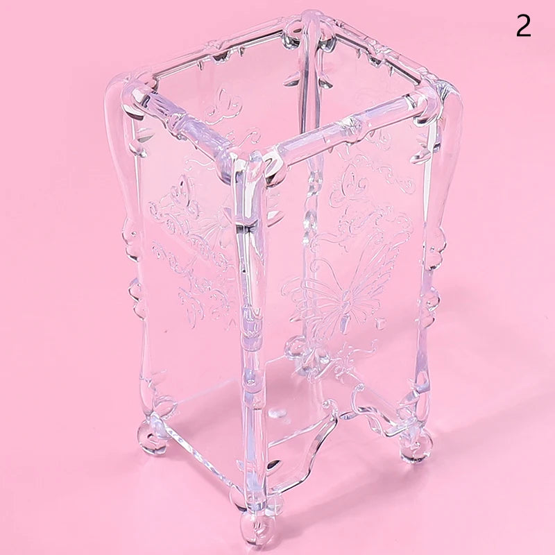 Cotton Pad Nails Storage Box Butterfly Transparent Pink Design Napkins Container Brush Organizer Makeup Case Nail Art Tools