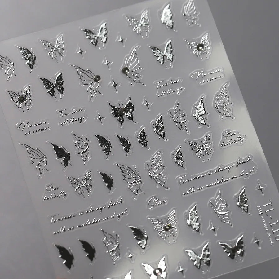 1pcs 5D Diamond Butterfly Nail Art Stickers Holographic Butterfly Nail Decorations Decals DIY Self-Adhesive Slider Accessories