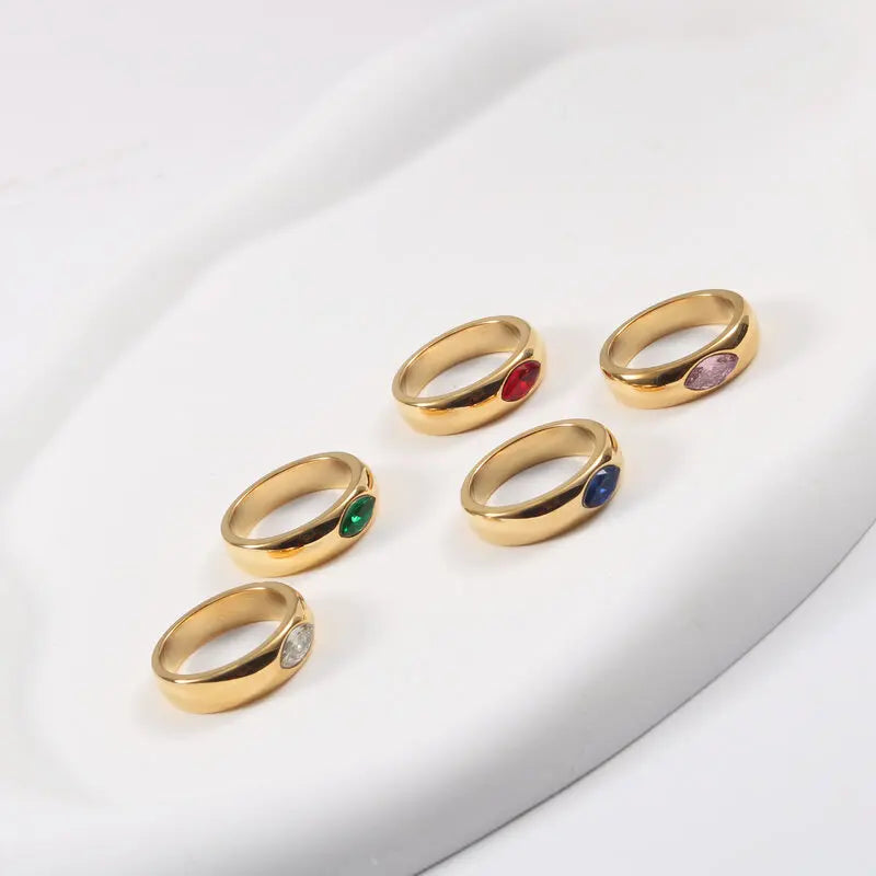 Hot Sale Multicolor Zrcon Eye Shaped Ring for Women Stainless Steel Ring New