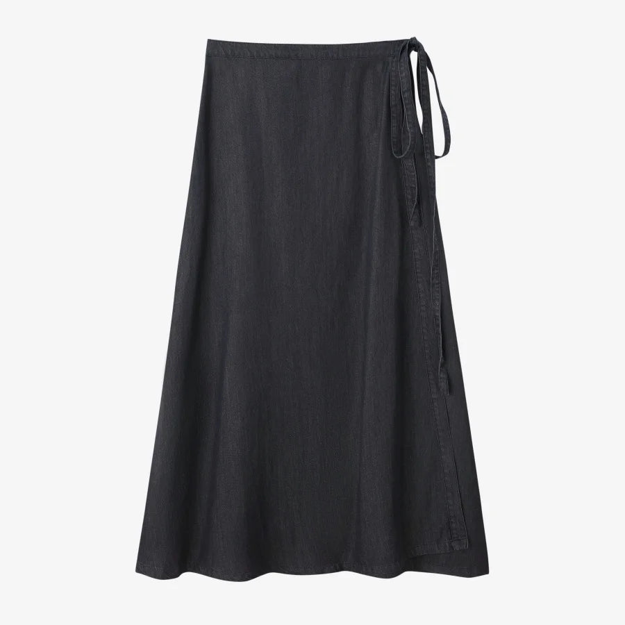 AS AW25 denim one pieces  wrap skirts adjustable waist woman clothing