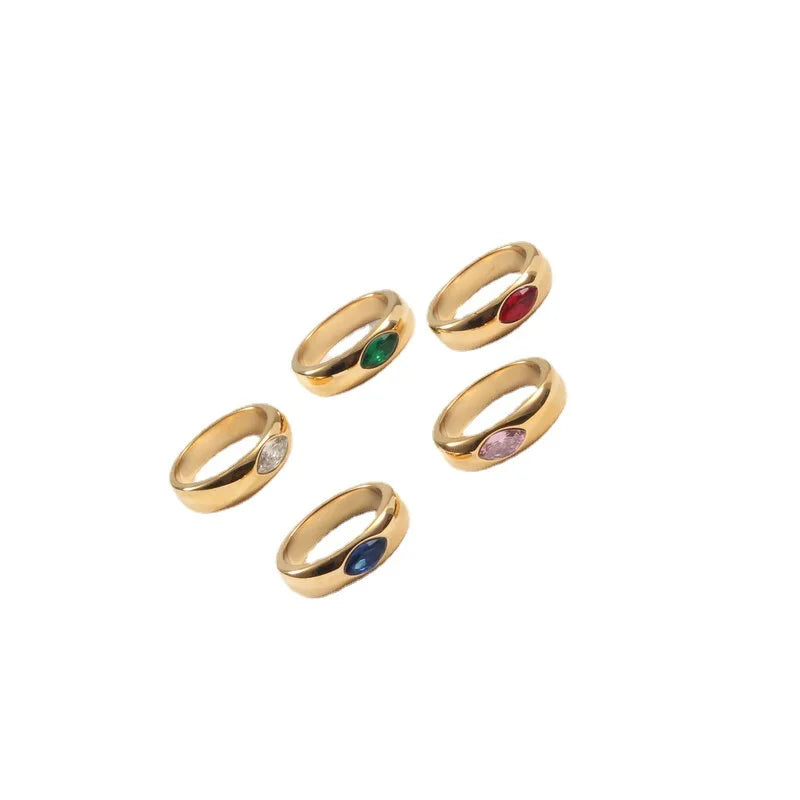 Hot Sale Multicolor Zrcon Eye Shaped Ring for Women Stainless Steel Ring New