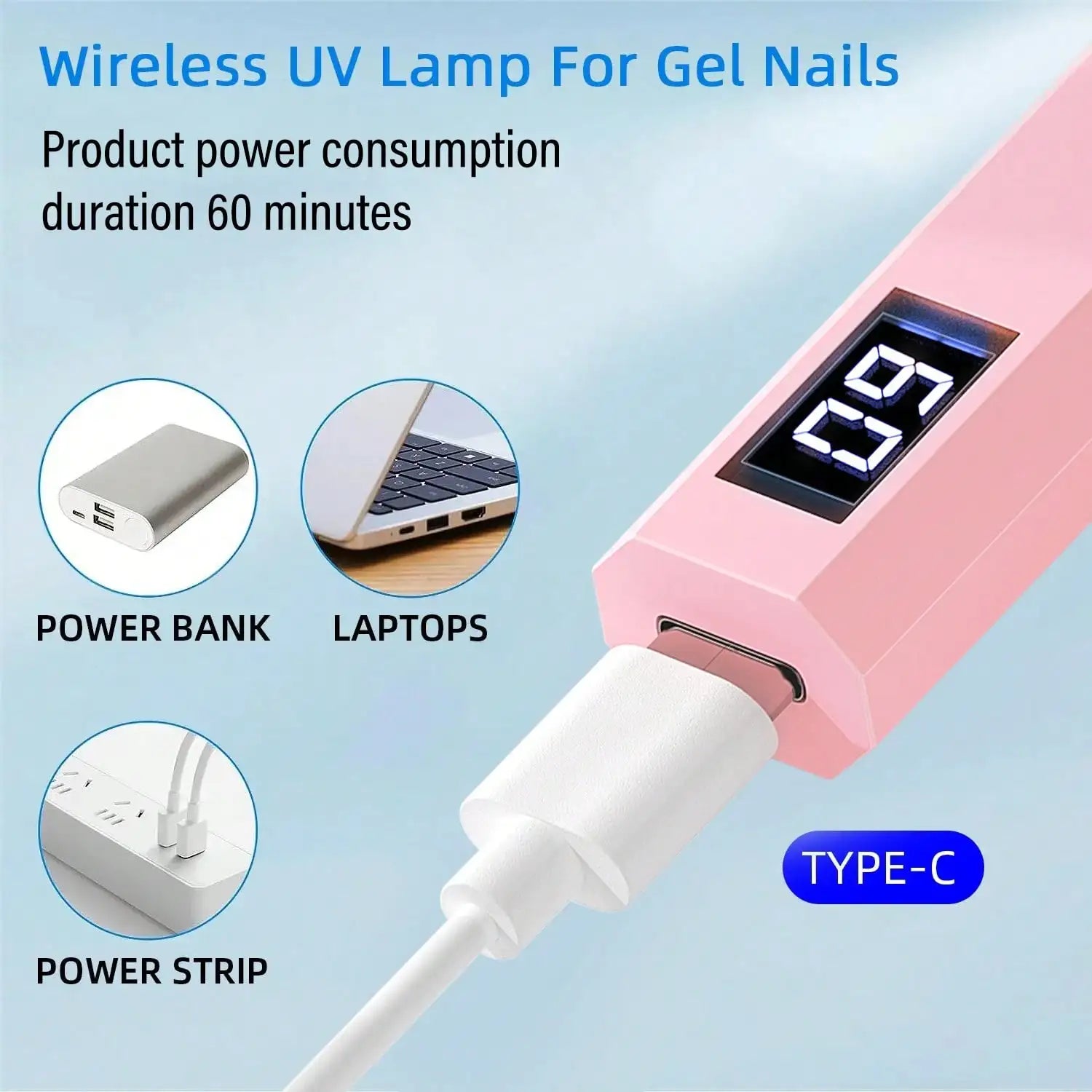 Portable Nail Dryer, USB Mini Nail Dryer Lamp, 180mAh Battery UV LED Nail Lamp, Suitable For Curing All Nail Gels, Applicable For Home Nail Salon
