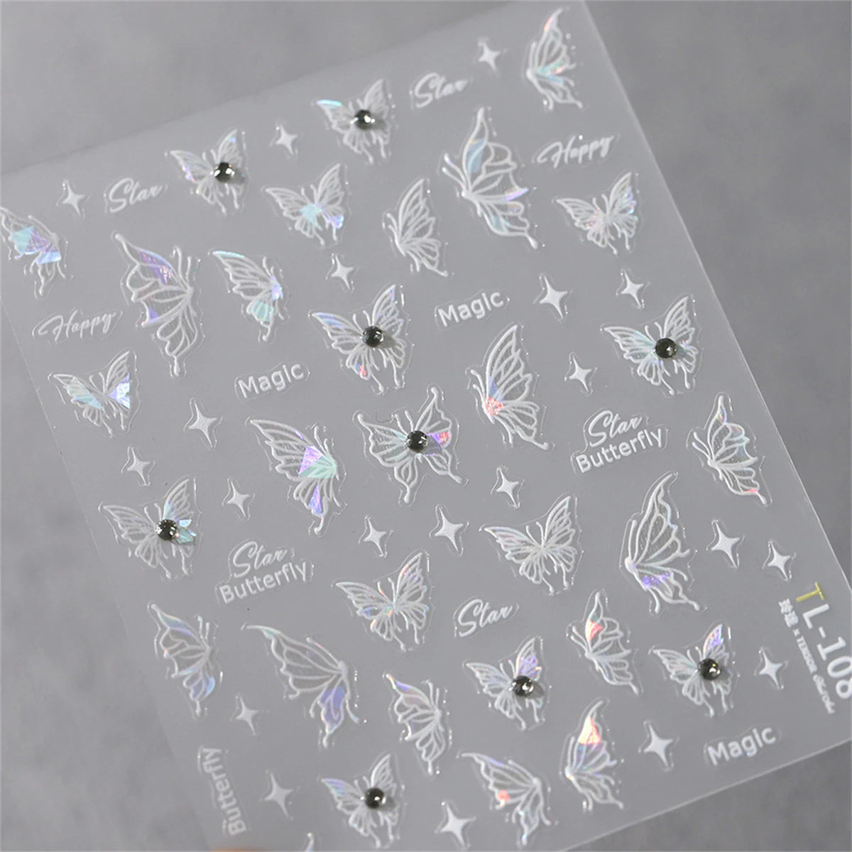 1pcs 5D Diamond Butterfly Nail Art Stickers Holographic Butterfly Nail Decorations Decals DIY Self-Adhesive Slider Accessories