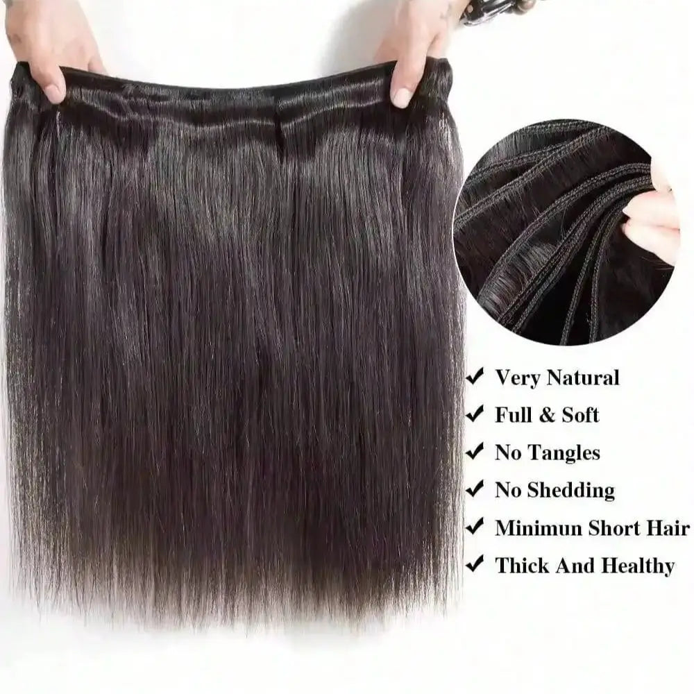 Burmese Bone Straight Human Hair 30 32 Inch Straight Raw Hair Bundles Unprocessed Double Weft Hair Extensions Weave