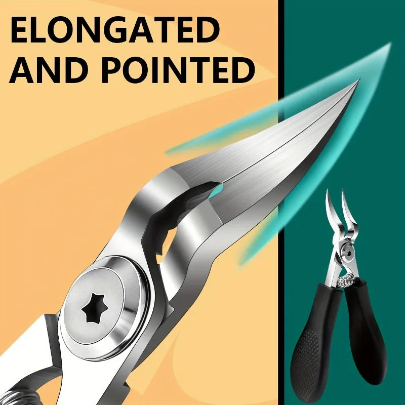 Heavy-Duty Stainless Steel Nail Clipper, Thick Toenail & Fingernail Clipper for Adults, Professional-Grade Curved Blade